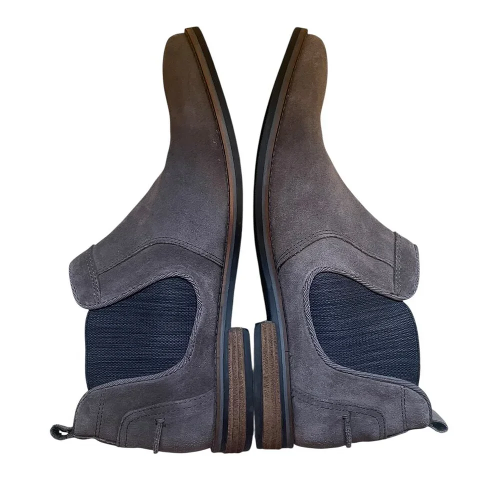 Men`s Suede Chelsea Boots Gray Ankle Hanson Slip on Size 11 by Joseph Abboud‎